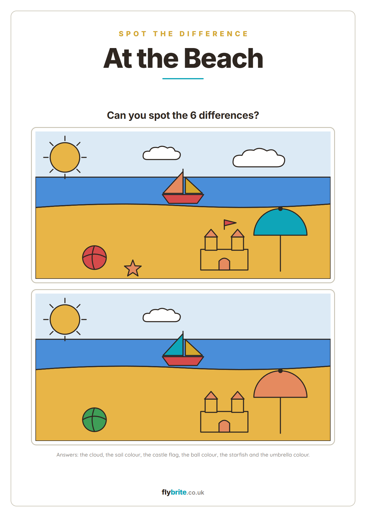 At the Beach printable preview