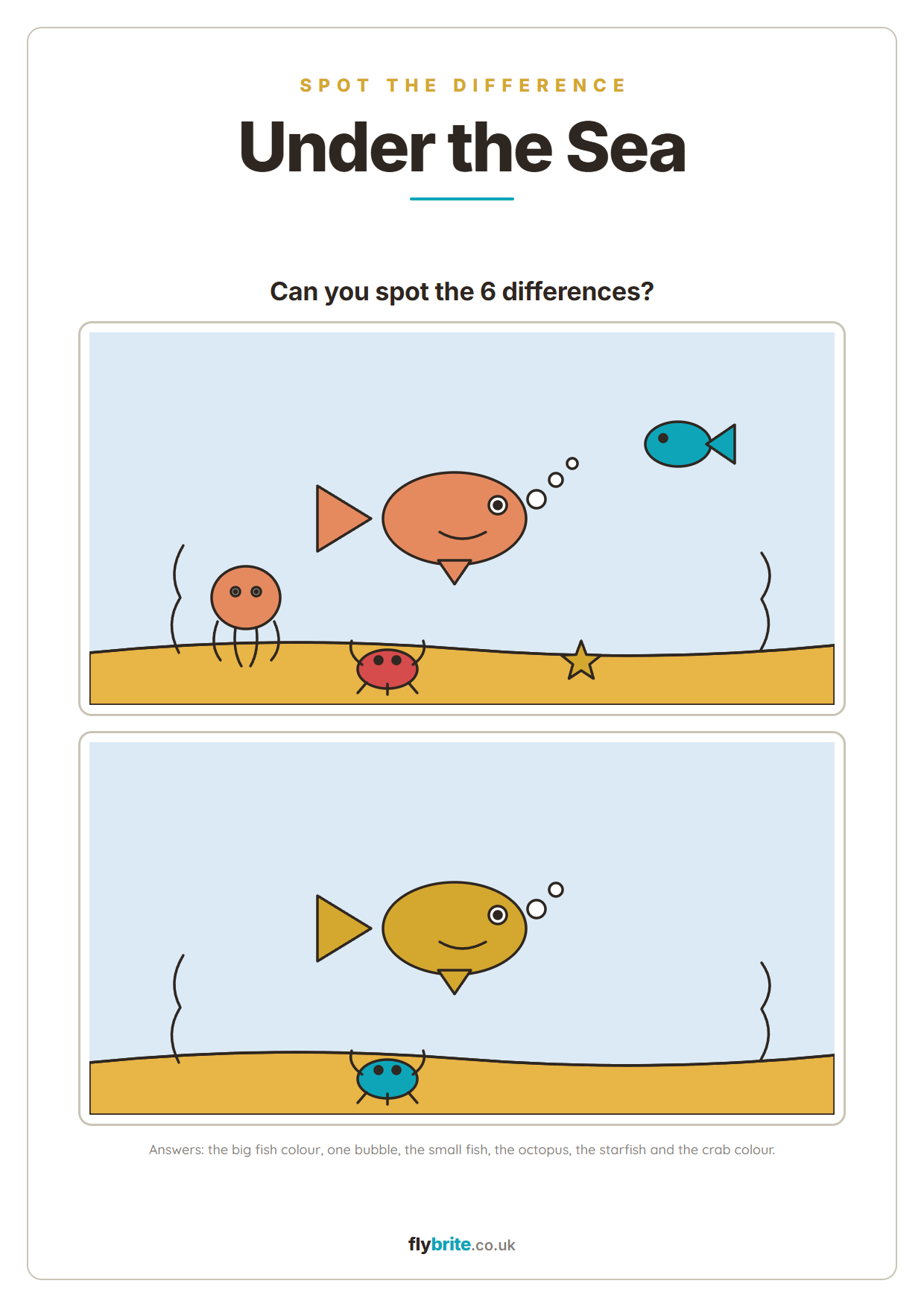 Under the Sea printable preview