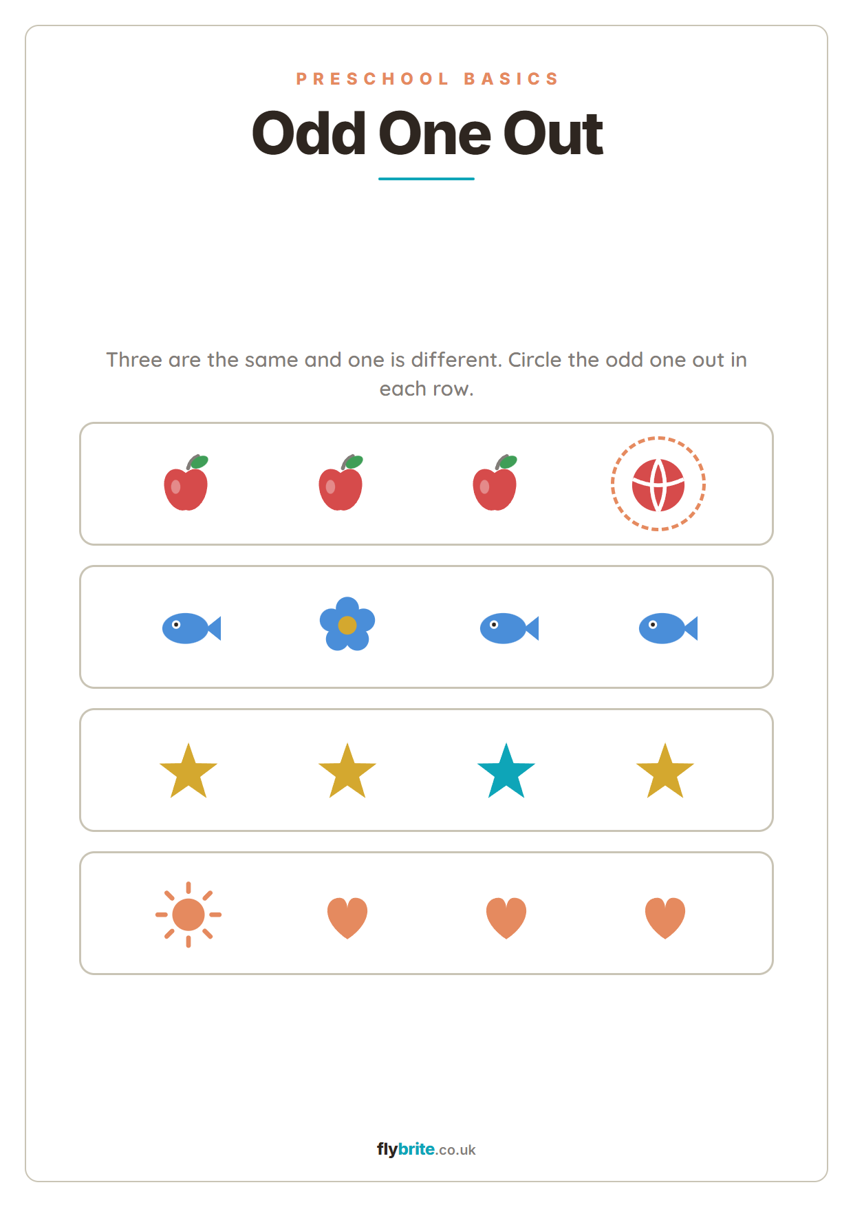 Odd One Out printable preview