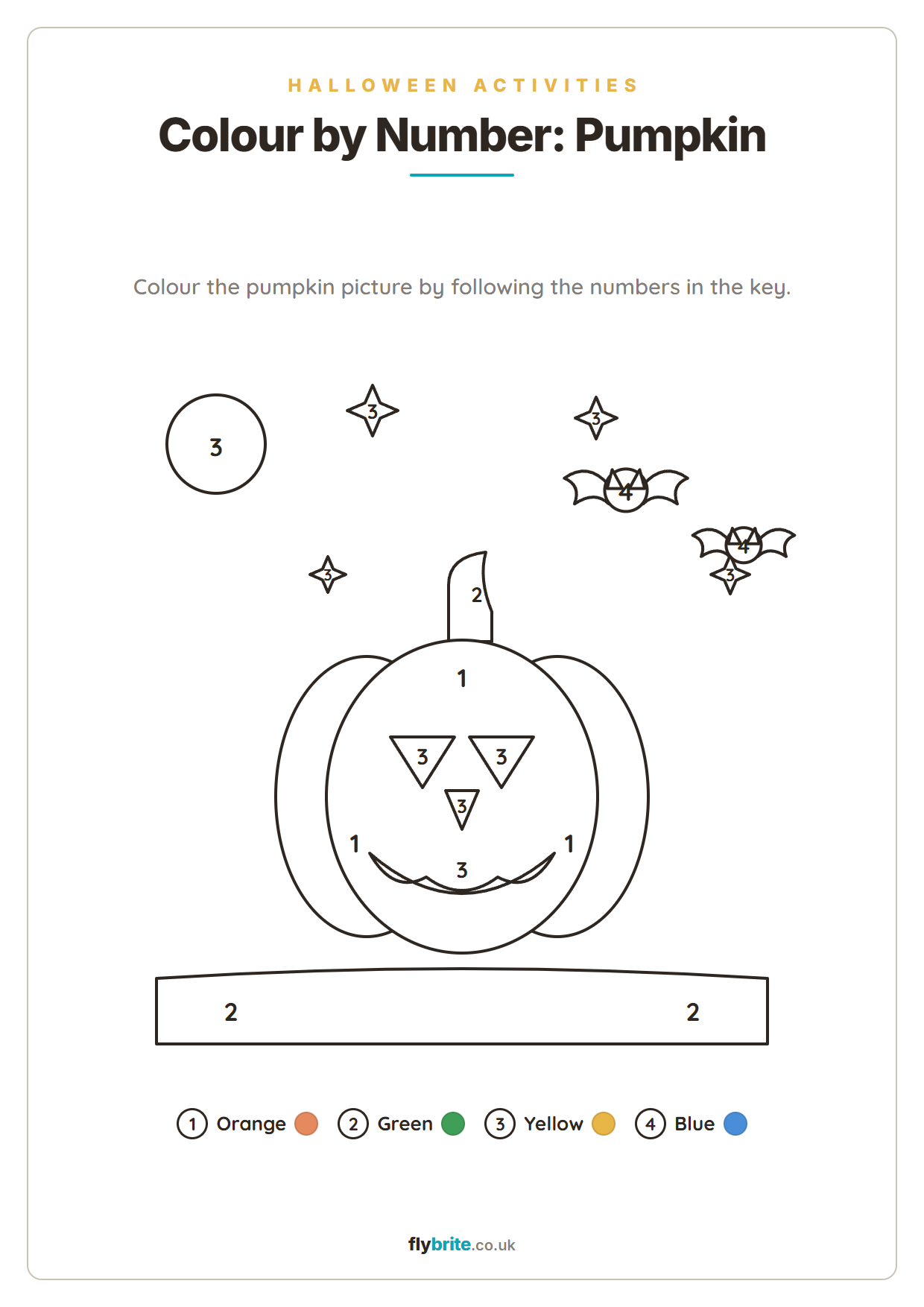 Colour by Number: Pumpkin printable preview