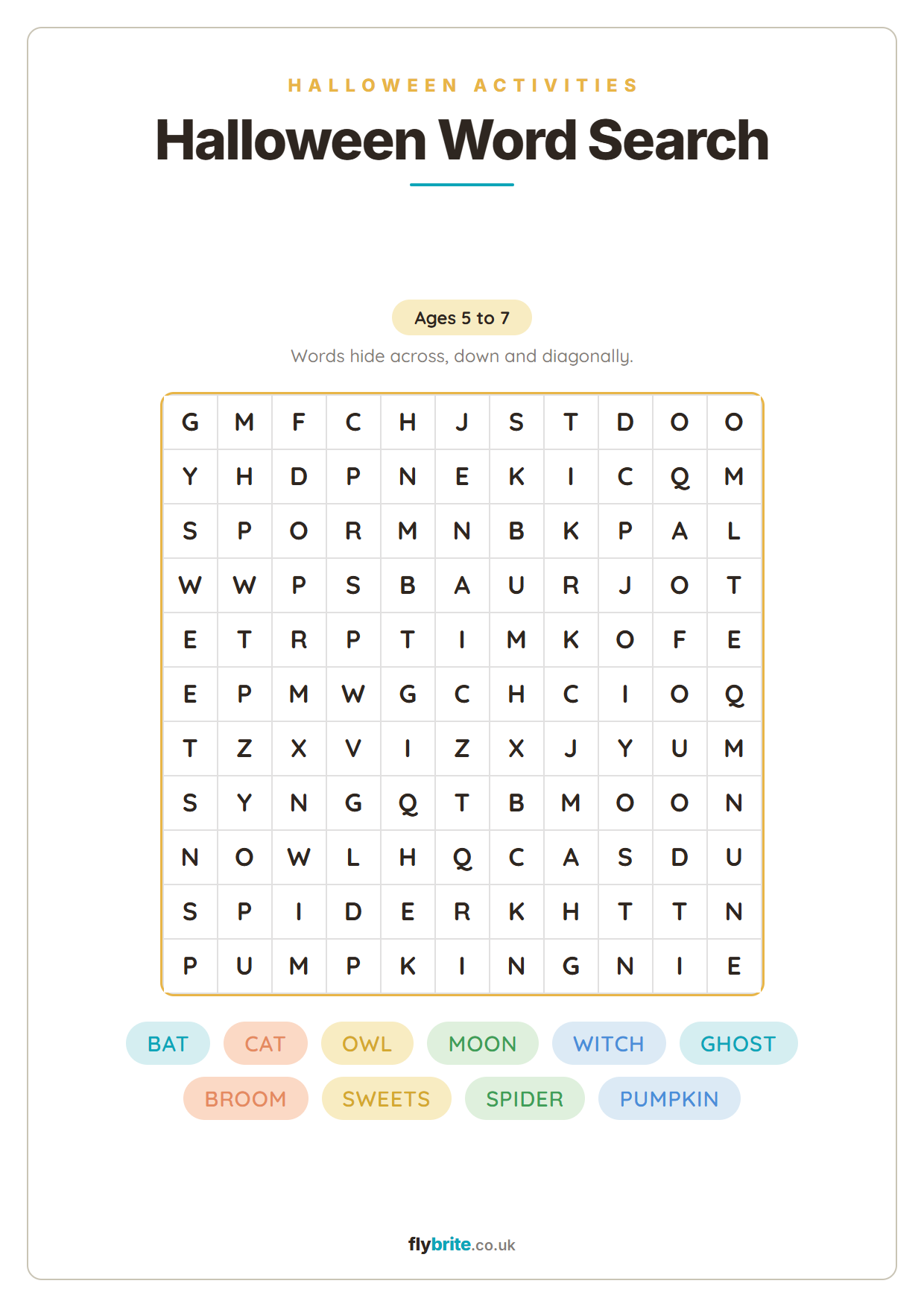 Halloween Word Search printable preview
