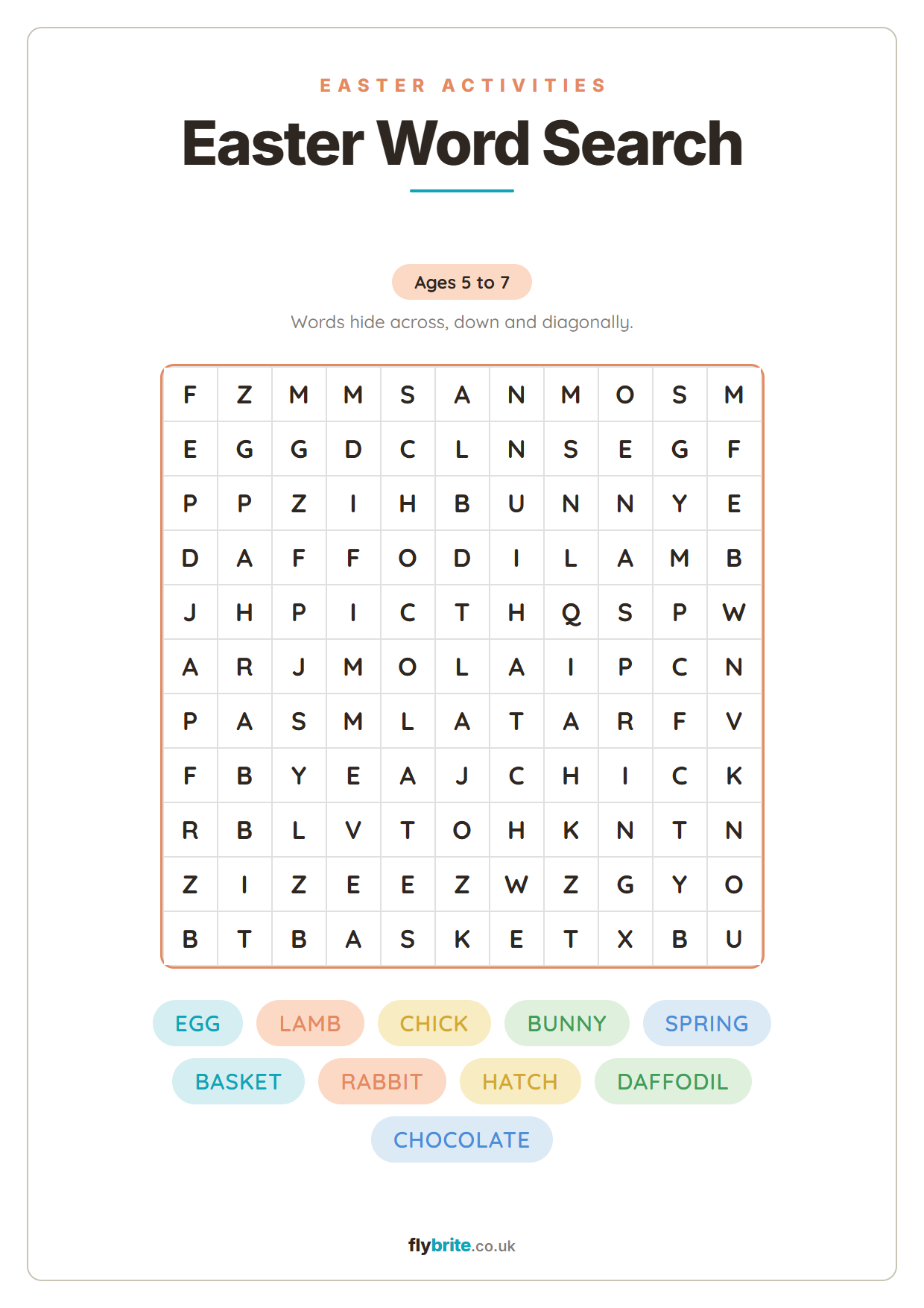 Easter Word Search printable preview