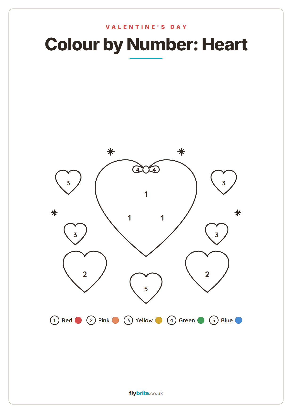 Colour by Number: Heart printable preview