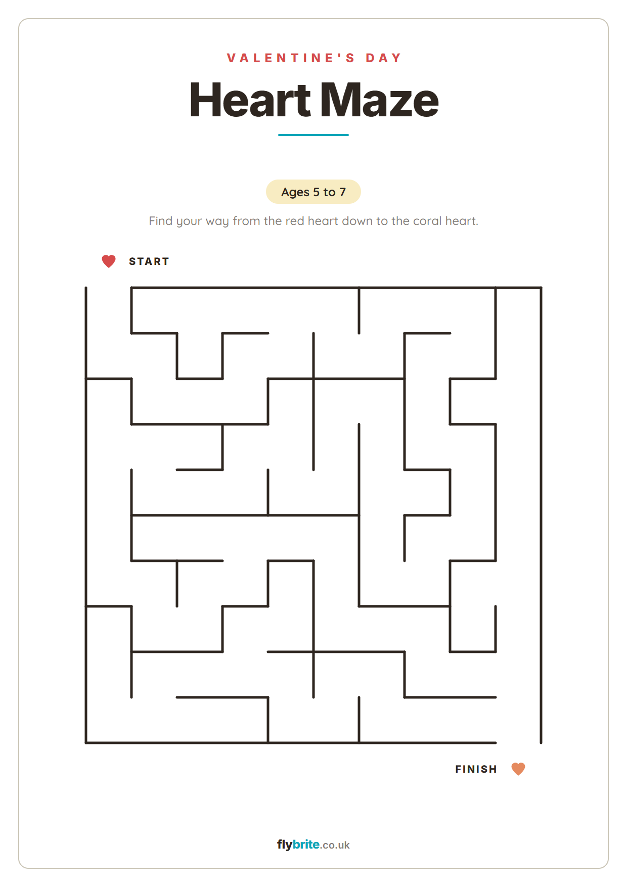 Heart Maze printable preview
