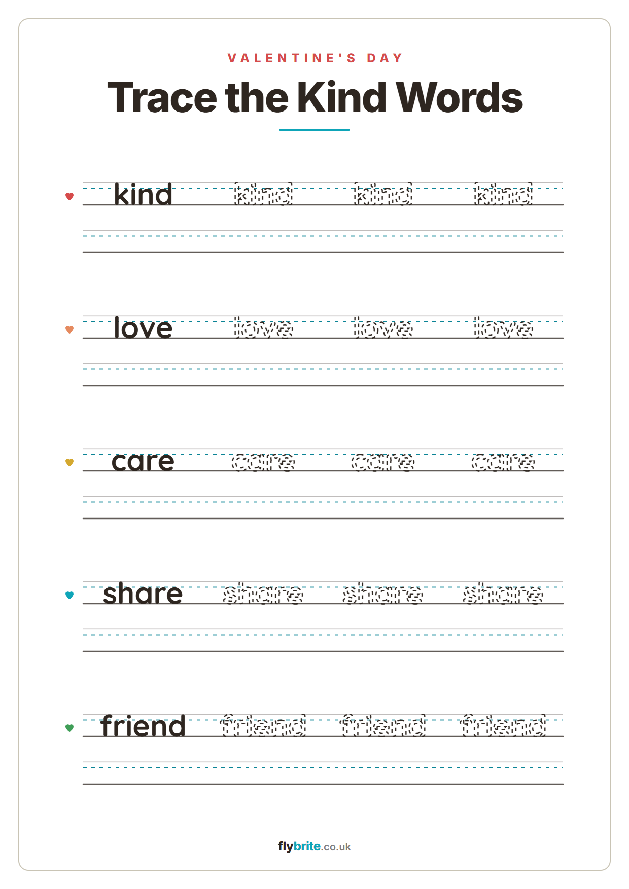 Trace the Kind Words printable preview