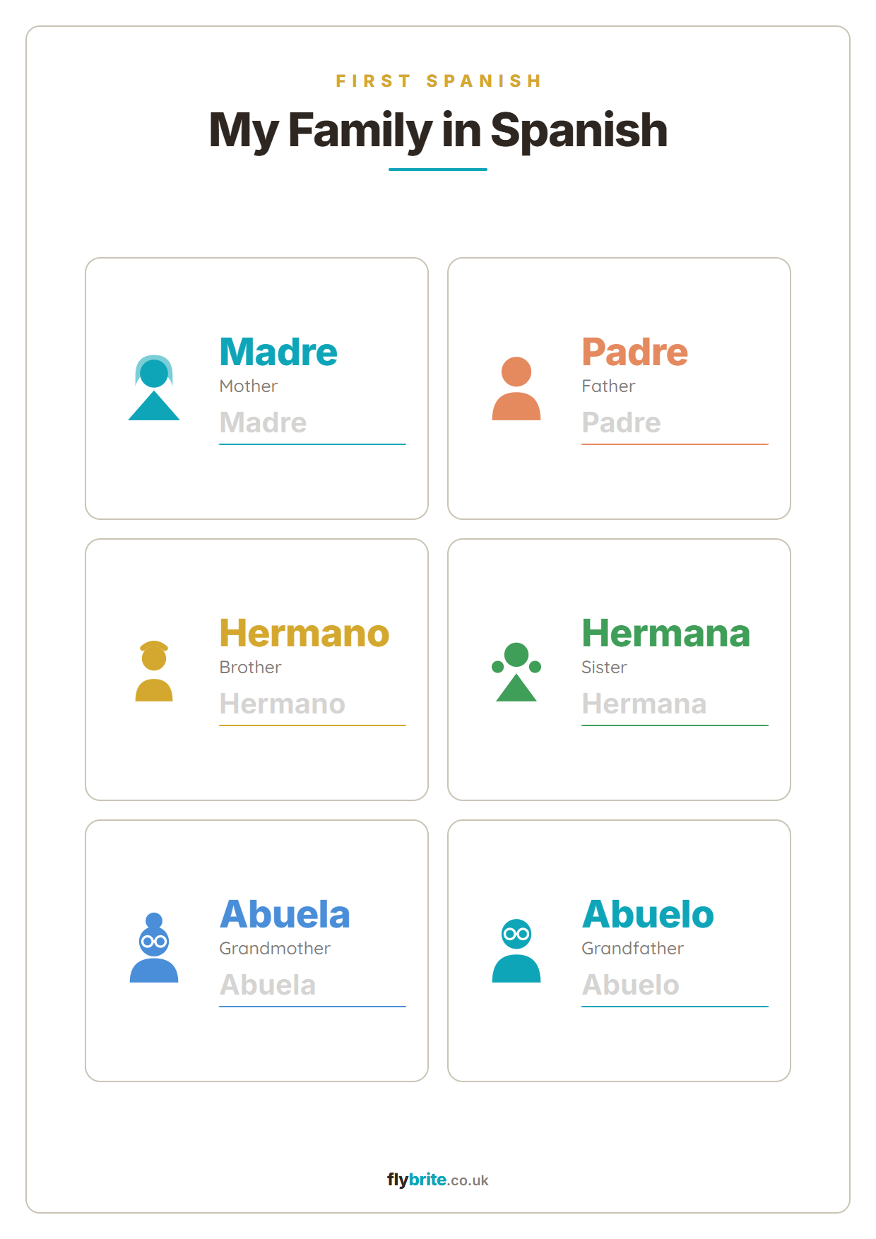 My Family in Spanish printable preview
