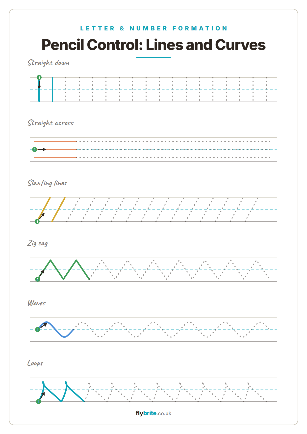 Pencil Control: Lines and Curves printable preview