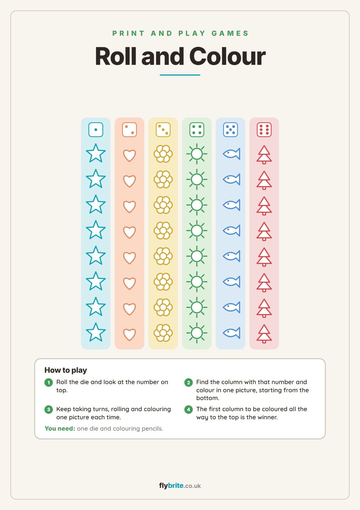Roll and Colour printable preview