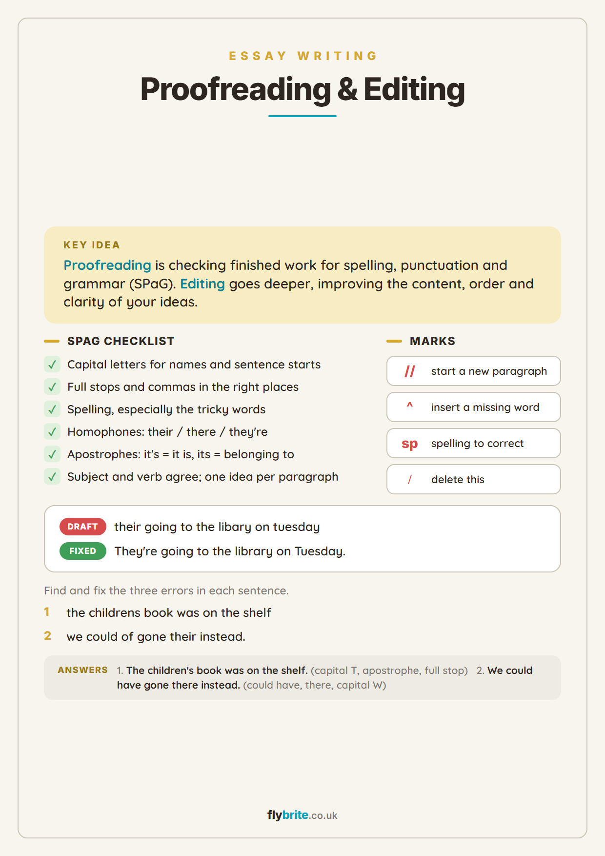 Proofreading & Editing printable preview