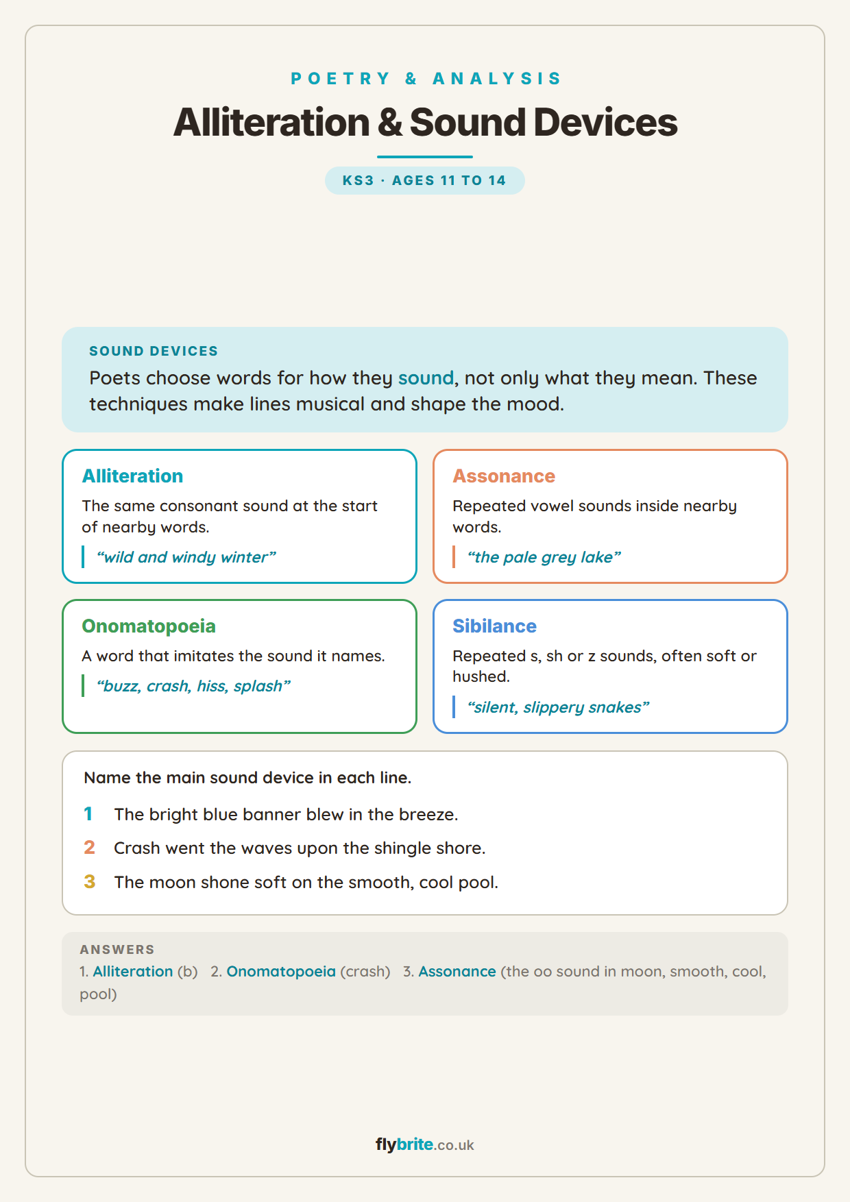 Alliteration and Sound Devices printable preview