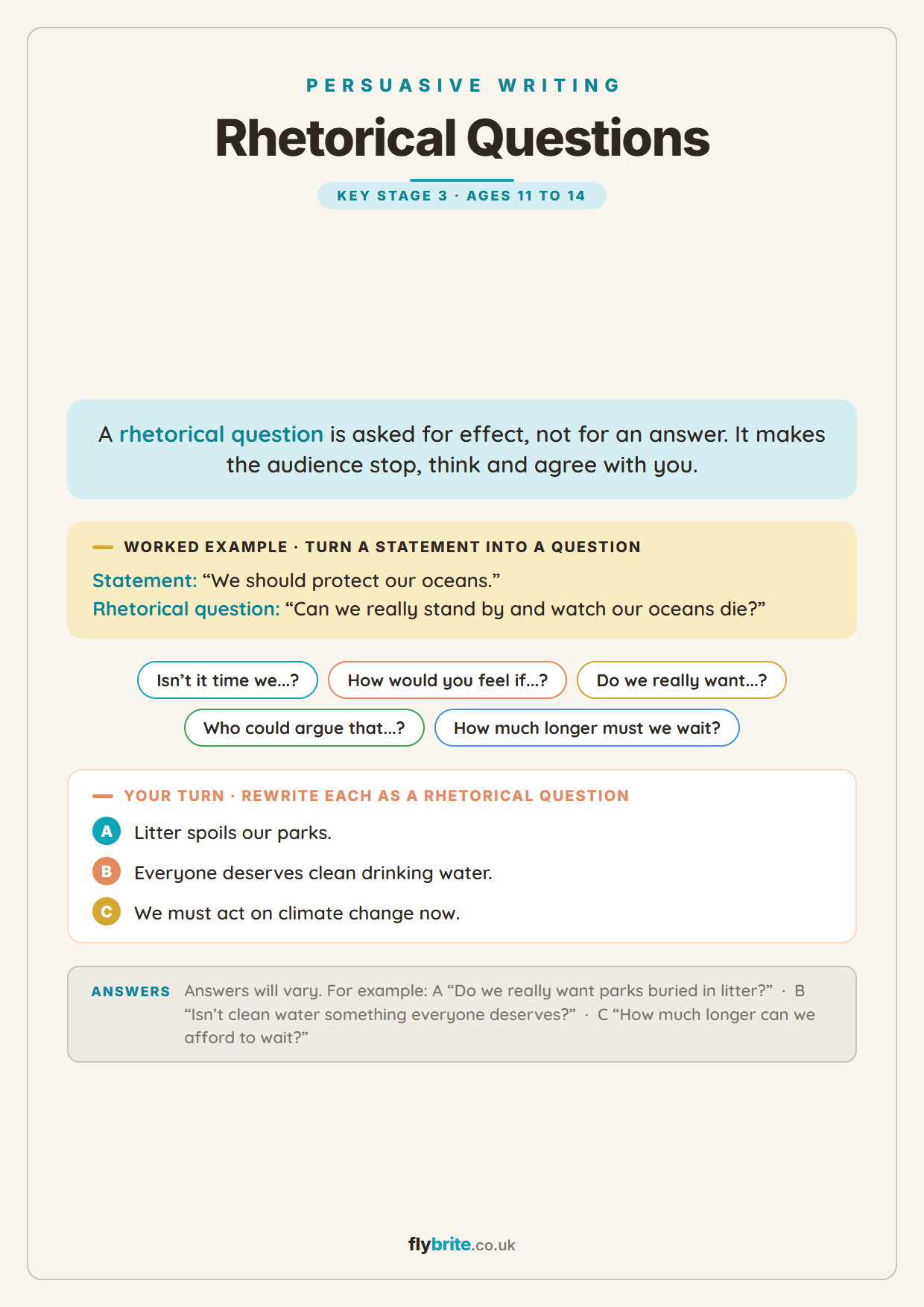 Rhetorical Questions printable preview