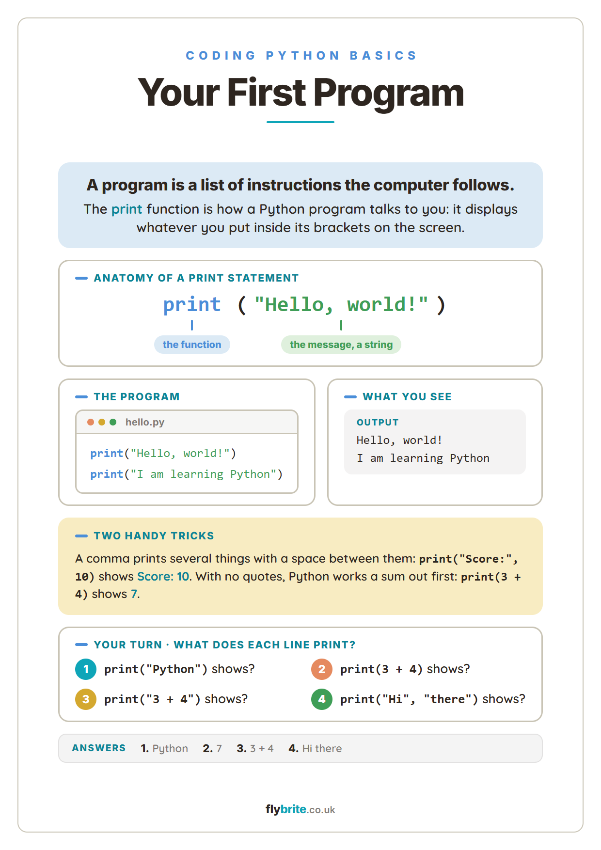Your First Program printable preview