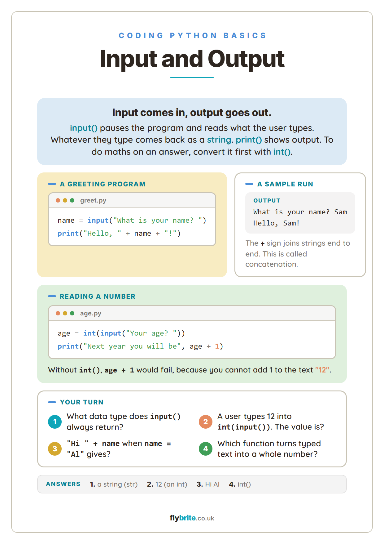 Input and Output printable preview